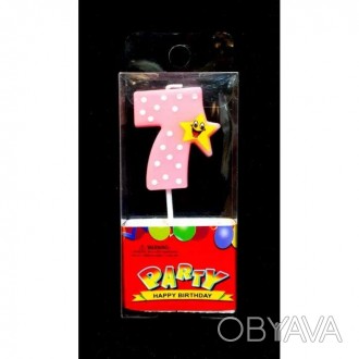  Свічка Цифра рожева із зіркою 7 Іграшки від нашого інтернет-магазину довго раду. . фото 1