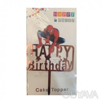  Топпер для торта Happy Birthday SpiderMan Якісний топер у торт на день народжен. . фото 1
