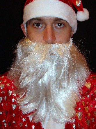  Борода белая 28 см 70 г Св. Николая/Санта Клауса/Деда Мороза/старца/колдуна - М. . фото 3