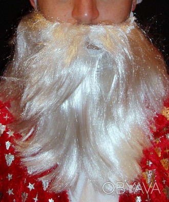  Борода белая 28 см 70 г Св. Николая/Санта Клауса/Деда Мороза/старца/колдуна - М. . фото 1