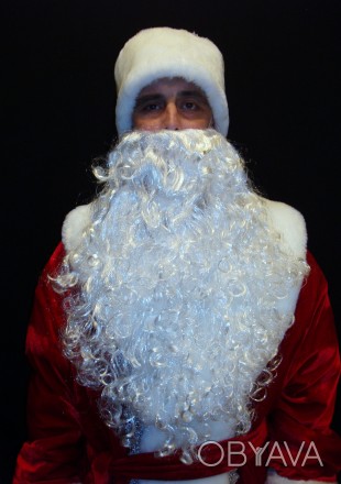  Борода біла 50 см 95 г Св. Миколая/Санта Клауса/Діда Мороза/старця/чаклуна - АР. . фото 1