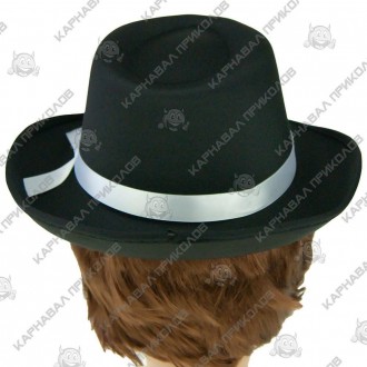 Шляпа Мужская Гангстерская (черная) KH1-2358 Размеры:диаметр с полями 32см, шир. . фото 5