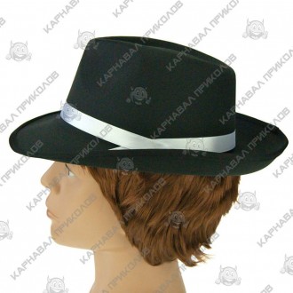  Шляпа Мужская Гангстерская (черная) KH1-2358 Размеры:диаметр с полями 32см, шир. . фото 4