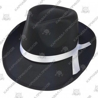  Шляпа Мужская Гангстерская (черная) KH1-2358 Размеры:диаметр с полями 32см, шир. . фото 3