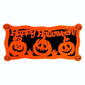 HAPPY HALLOWEEN. Баннер с тыквами (оранжевая тыква), оранжевый фетр. Киев. фото 1 HAPPY HALLOWEEN. Баннер с тыквами (оранжевая тыква), оранжевый фетр. Киев. фото 1