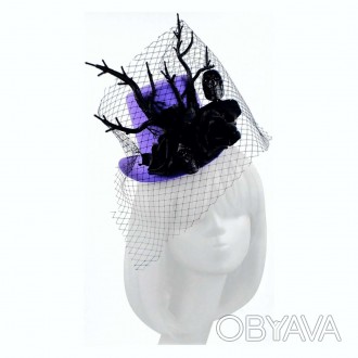  Капелюшок BLACK WOOD Ефектний капелюшок фіолетового кольору, декорований штучни. . фото 1