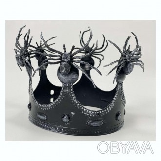  Корона Цар Павуків 
 Карнавальна корона чорного кольору, декорована сріблястими. . фото 1