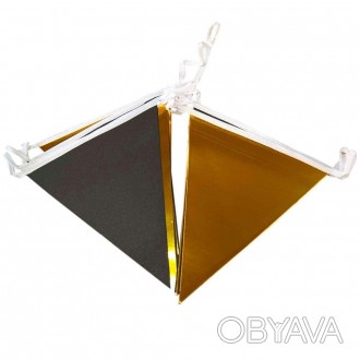  Святкова гірлянда прапорці (золото з чорним) GI0-9043 Розміри: довжина гірлянди. . фото 1