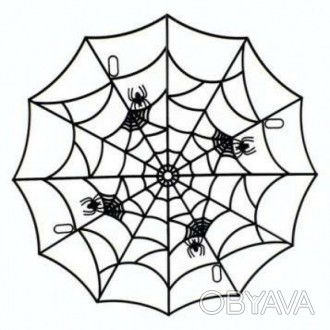  Паутина с пауками. Декор на Хэллоуин 19-121BLK Паутина с пауком для декора на Х. . фото 1