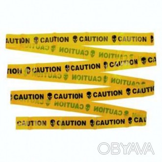  Лента на Хеллоуен Caution (Осторожно! Бойся!) 19-71YL Желтая лента с надписью C. . фото 1