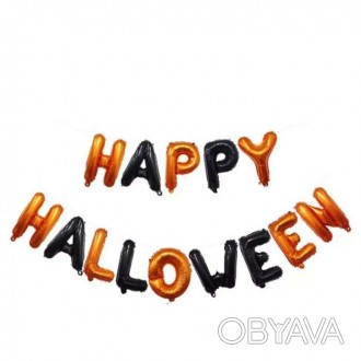 Шар-гирлянда Happy Halloween Сочетание гирлянды для Хэллоуина из воздушных шаро. . фото 1