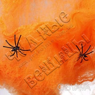 Павутина кольорова з павуками (жовтогаряча) 00495Незвичайно реалістична павутина. . фото 1