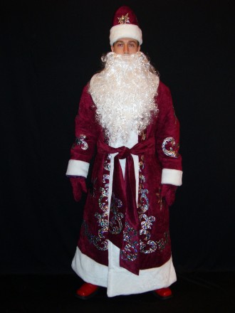  Комплект-костюм Деда Мороза «ВЕЛИЧЕСТВЕННЫЙ БОРДО-2». Код 107802 В наличииразме. . фото 5