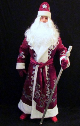  Комплект-костюм Деда Мороза «ВЕЛИЧЕСТВЕННЫЙ БОРДО-4». Код 107804 В наличииразме. . фото 6