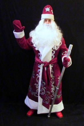  Комплект-костюм Деда Мороза «ВЕЛИЧЕСТВЕННЫЙ БОРДО-4». Код 107804 В наличииразме. . фото 2