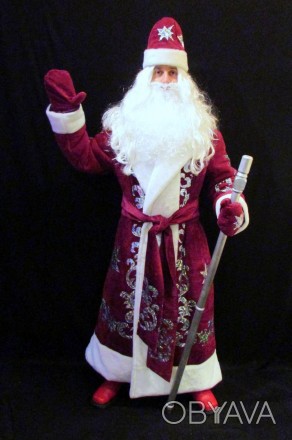  Комплект-костюм Деда Мороза «ВЕЛИЧЕСТВЕННЫЙ БОРДО-4». Код 107804 В наличииразме. . фото 1