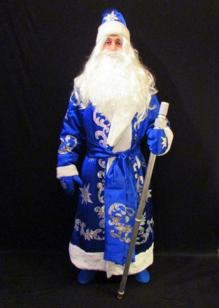 Комплект-костюм Деда Мороза «БЛЕСТЯЩИЙ СИНИЙ-4». Код 107784 Костюм отшит в одно. . фото 2