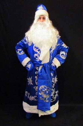  Комплект-костюм Деда Мороза «БЛЕСТЯЩИЙ СИНИЙ-4». Код 107784 Костюм отшит в одно. . фото 7