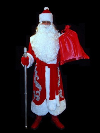  «АПЛІКАЦІЙНИЙ-1»: комплект-костюм Діда Мороза. Код 107831 Розмір костюмів від 5. . фото 2