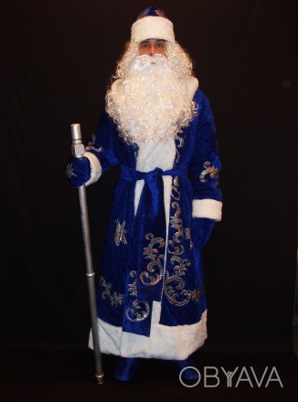  Комплект-костюм Діда Мороза «ВЕЛИЧНИЙ СИНІЙ-3». Код 107913 В наявності 1. 52-56. . фото 1