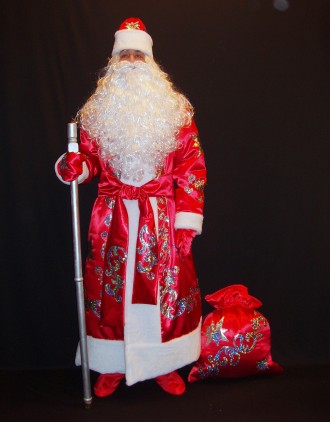  Комплект-костюм Діда Мороза «БЛИСКУЧИЙ ЧЕРВОНИЙ -8». Код 107878 Костюм відшитий. . фото 7