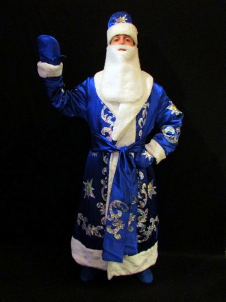  Комплект-костюм Деда Мороза «БЛЕСТЯЩИЙ СИНИЙ-9». Код 107789 Костюм отшит в одно. . фото 8
