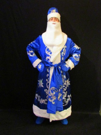  Комплект-костюм Деда Мороза «БЛЕСТЯЩИЙ СИНИЙ-9». Код 107789 Костюм отшит в одно. . фото 2
