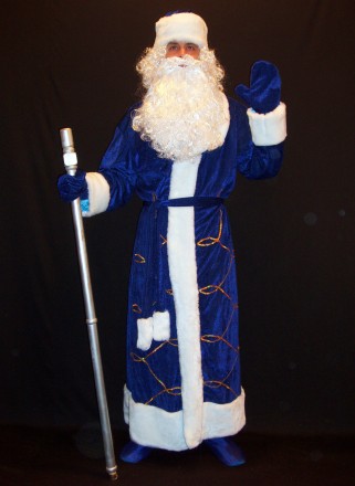  Комплект-костюм Деда Мороза «БАРХАТНЫЙ СИНИЙ-1». Код 107981 Комплект-костюм Дед. . фото 4