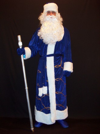  Комплект-костюм Деда Мороза «БАРХАТНЫЙ СИНИЙ-1». Код 107981 Комплект-костюм Дед. . фото 2