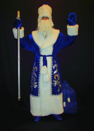  Комплект-костюм Деда Мороза «ЭЛИТНЫЙ СИНИЙ-7». Код 107717 Комплект-костюм Деда . . фото 6