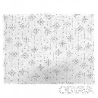  ДЕКОРАТИВНА СЕРВЕТКА на стіл біла з сріблястими сніжинками новорічна 
 Декорати. . фото 1