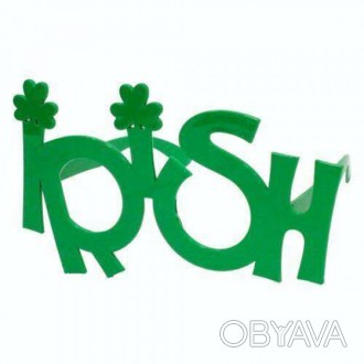  "IRISH". Очки карнавальные без стекол, зеленые Оригинальный карнавальный аксесс. . фото 1