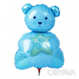  Кулька 35см Ведмедик на паличці VSH-4432 Розміри: 34х23см Колір: блакитний, рож. . фото 1