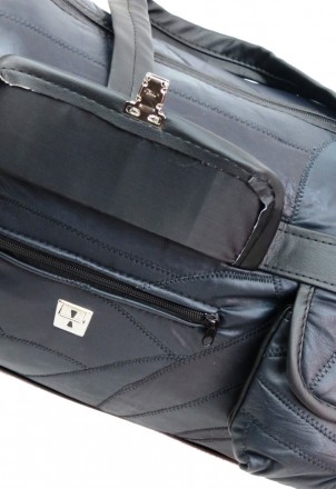 Уценка! Стильная кожаная дорожная сумка со вставками из эко кожи 40L Convey темн. . фото 8