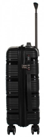 Средний ударопрочный пластиковый чемодан из поликарбоната 65L Horoso черный S107. . фото 3
