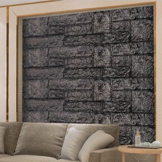 Самоклеюча 3D панель камінь чорний 1115х300х11мм (197)
Декоративні 3D панелі на . . фото 4