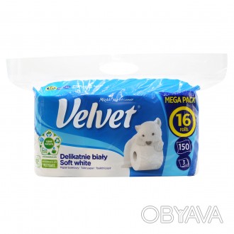 Туалетная бумага Velvet Soft White состоит из трех слоев мягкой папиросной бумаг. . фото 1