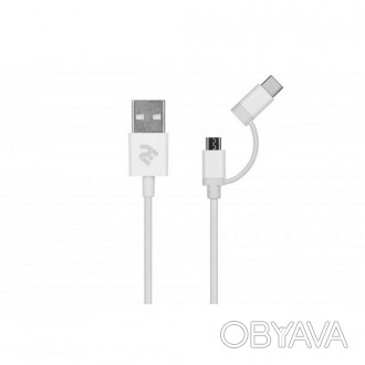 Тип - плоский кабельВхід - USB 2.0Вихід - micro USB, USB Type-CДовжина - 1 мНомі. . фото 1