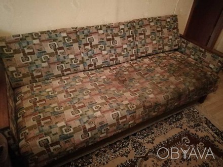 Продам односпальний нерозкладний диван б/у. Можливо для дачи. Ширина: 196 см, гл. . фото 1
