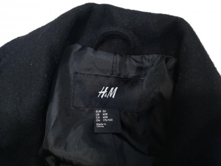 Пальто стильное H&M, шерсть, качественный, черный, Отл сост! (разм 50, L)
Размер. . фото 7