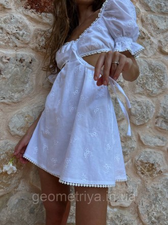 
Летнее платье с вырезом на талии белого цвета из прошвы
Параметры:
S: ОГ 86-90,. . фото 11