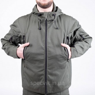 Тактична куртка-штормівка з каптуром виготовлена зі щільної, міцної на розрив тк. . фото 5