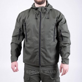 Тактична куртка-штормівка з каптуром виготовлена зі щільної, міцної на розрив тк. . фото 2