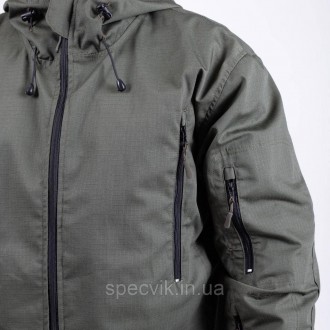 Тактична куртка-штормівка з каптуром виготовлена зі щільної, міцної на розрив тк. . фото 3