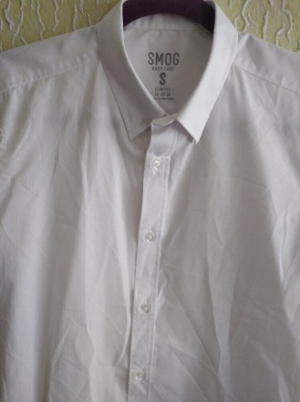 Белая мужская рубашка с коротким рукавом, р.С, Smog, Бангладеш .
ПОГ 49 см.
ПО. . фото 6