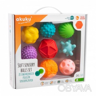 Набор из 8 мягких резиновых сенсорных шариков от бренда akuku познакомит вашего . . фото 1