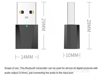Мініаудіау передавач X1 USB Bluetooth 4.2 Bluetooth стереоаудіопередавач може ви. . фото 3