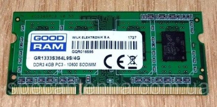 Оперативна пам'ять Goodram SODIMM DDR3-1333 4096 MB PC3-10600 (GR1333S364L9S/4G). . фото 2