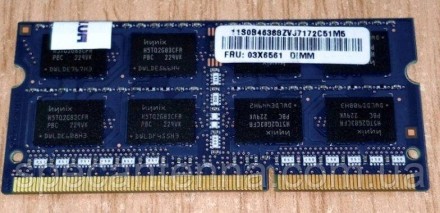 Оперативна пам'ять SODIMM HYNIX 4GB 2Rx8 PC3-12800S-11-11-F3 DDR3 1600Mhz (HMT35. . фото 3