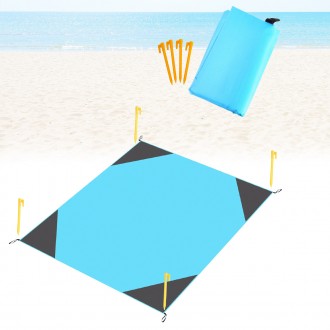 Килимок на пляж, характеристики:
	Розміри: 180х145 см;
	Колір: Синя;
	Матеріал: . . фото 2